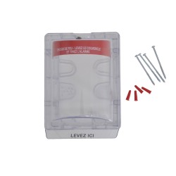 Stopper II® clear polycarbonate cover without horn, but with French labelling for surface mounted manual pull stations