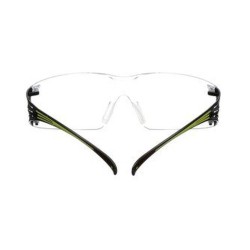 Lunette de sécurité SecureFit SF401 pour protection oculaire de 3M. Lentille claire antibuée avec monture noir et vert