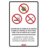 Affiche bilingue « Interdiction de fumer, vapoter et de consommer du cannabis à moins de 9 mètres »  2 matériels disponibles.