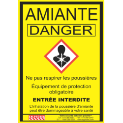 Affiche réglementaire et obligatoire pour les chantiers où il y a de l’amiante au Québec. 14"x18.5". En français seulement.