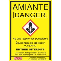 Affiche réglementaire et obligatoire pour les chantiers où il y a de l’amiante au Québec. 14"x18.5". En français seulement.