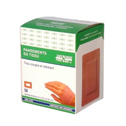 Blue fabric detectable bandages, 5 x 7.5 cm (2 x 3 in), 50/box.