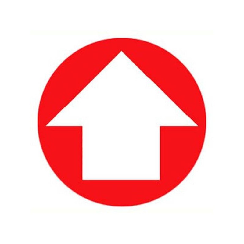 Self-adhesive vinyl circular arrow sign for custom-made emergency and fire safety signage