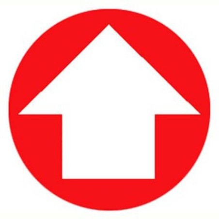 Affiche d’urgence et d’incendie arborant une flèche circulaire en vinyle autocollant pour une signalétique sur mesure