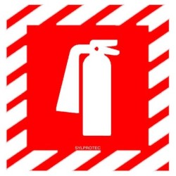 Affiche d’urgence et d’incendie «Extincteur d'incendie à l'intérieur Fire extinguisher inside» en vinyle autocollant