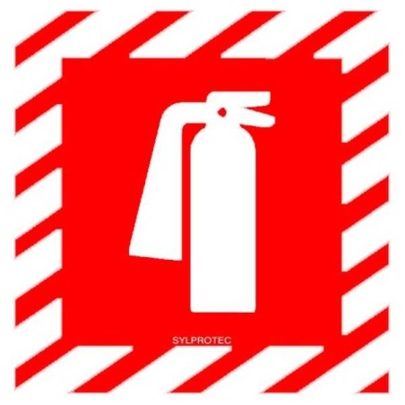 Affiche d’urgence et d’incendie «Extincteur d'incendie à l'intérieur Fire extinguisher inside» en vinyle autocollant