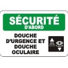 Affiche OSHA «Sécurité d’abord Douche d’urgence et douche oculaire»: langues, options, formats & matériaux variés