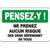 Affiche OSHA «Pensez-y! Ne prenez aucun risque des gens dépendent de vous»: langues, options, formats & matériaux variés