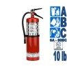 Portable fire extinguisher with powder, 10 lbs type ABC, ULC 6A 80 BC, with wall hook.