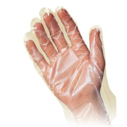 Gants économique fait  de polyéthylène mince, grandeur extra-large, ambidextre, sac de 100 gants.