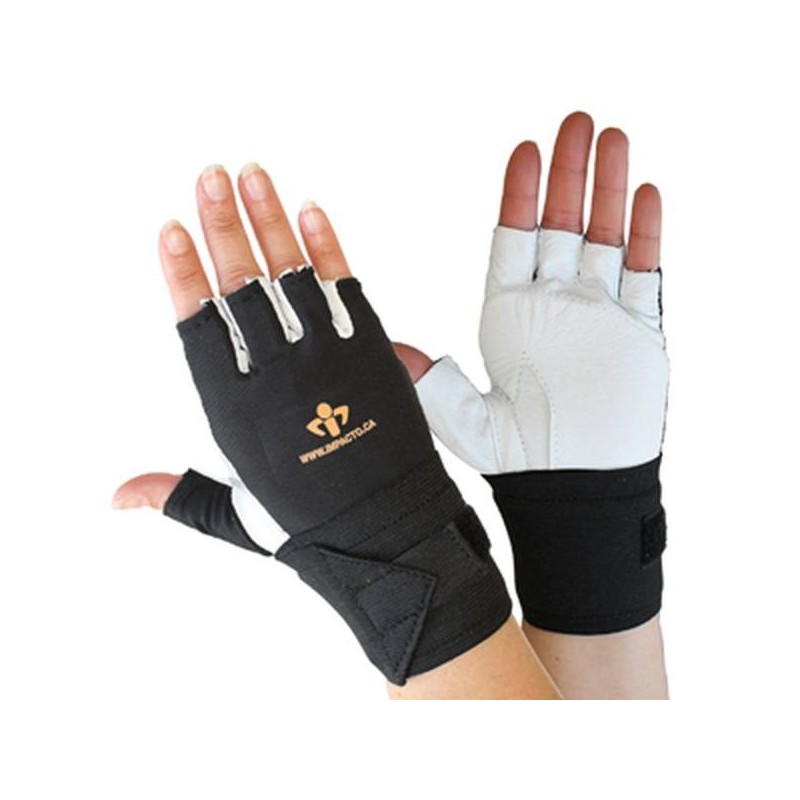 Cowhide & nylon Impacto AirGloves half finger workglove with wrist support for abrasion & impact protection. Sold individually.