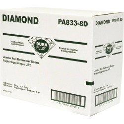 Toilet paper jumbo size,1 ply, 8 rolls by box.