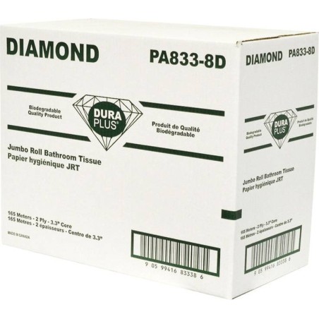 Toilet paper jumbo size,1 ply, 8 rolls by box.