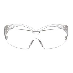 3M SecureFit protective eyewear with anti-fog treated clear polycarbonate lenses for protection from outside glare and hazes.
