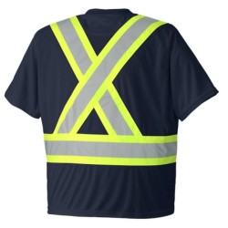 Chandail de signalisation en polyester noir CSA Z96-09, classe 2 niveau 2