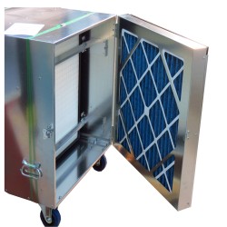 HEPA-AIRE deluxe portable air scrubber with airflow of 1300 or 2000 cfm. Ideal for asbestos abatement & decontamination workzone