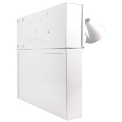 Unité d’éclairage d’urgence combo avec pictogramme vert «personne qui court» et 2 phares DEL, boîtier en métal, batterie incluse