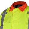 Winter High-visibility coat for roadwork flaggers, compliant with new Transports Québec regulation. 