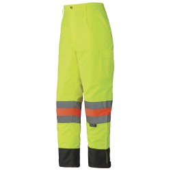 Pantalon d'hiver haute visibilité pour signaleur, conforme à la norme de Transports Québec.