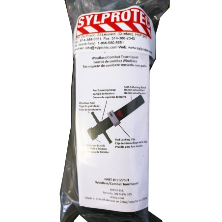 Garrot artériel de type militaire.