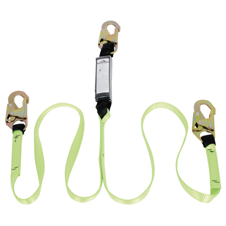 Peakworks Y-lanyard with an energy absorbing pack and a 1 in polyester webbing,110-220 lb