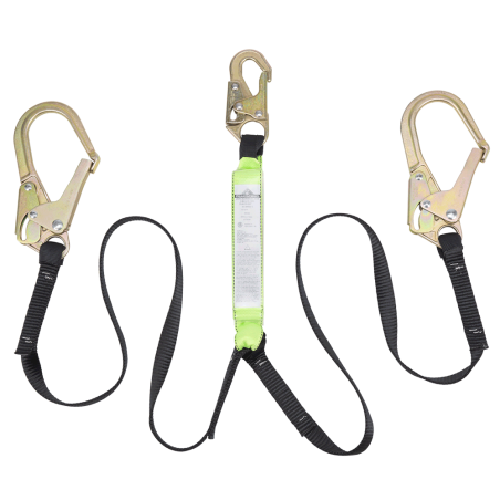 Longe en «Y» par Peakworks avec cordon amortisseur et 2 mousquetons pour échafaudage, 200-350 lb