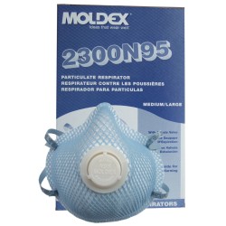 Moldex N95 respirator with valve for protection from liquid, solid & non-oil based particles. Sold per box, 10 units/box.