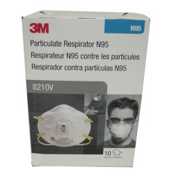Masque respiratoire N95 avec valve de 3M. Efficace contre particules solides & liquides sans huile. Vendu par boite de 10 unités