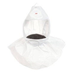 3M white polypropylene S-series spare hooded facepiece compatible with RS950 head harness for respiratory protection. One size.