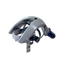 Cagoule blanche de série S par 3M pour système de protection respiratoire en milieu pharmaceutique. Arceau de tête réutilisable.