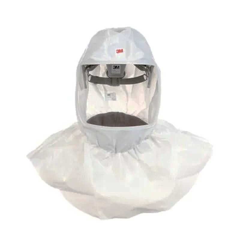Cagoule blanche de série S par 3M pour système de protection respiratoire en milieu pharmaceutique. Arceau de tête réutilisable.