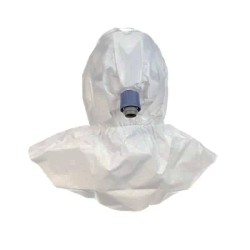 Cagoule blanche de série S par 3M pour système de protection respiratoire en milieu pharmaceutique. Arceau de tête réutilisable.