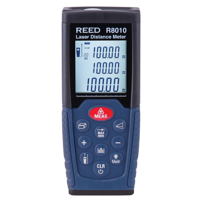 Class 2 laser distance meter & estimating tool measuring imperial & metric. Range: 0.05m to 50m. Supplied by AAA batteries.