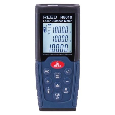 Class 2 laser distance meter & estimating tool measuring imperial & metric. Range: 0.05m to 50m. Supplied by AAA batteries.