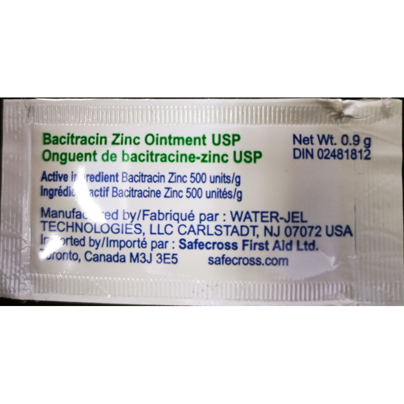 Antibiotic topical ointment Bacitracin Zinc 0.9 gr., box of 25