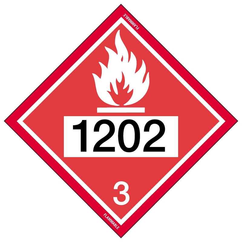 Placard avec numéro UN, 10-3/4 po X 10-3/4 po. Pour le transport des matières dangereuses