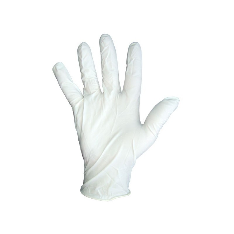 Gant en latex 5 mil d’épaisseur sans poudre. AQL 1.5. Taille: S (7) à XL (10). Vendu par boîte de 100 gants