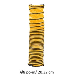 Conduit souple ayant 8 po / 20.32 cm de diamètre pour ventilateur axial, disponible en 2 longueurs 15 ou 25 pi.