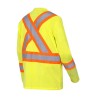 High visibility long-sleeved shirt, neon yellow with grey reflective stripes