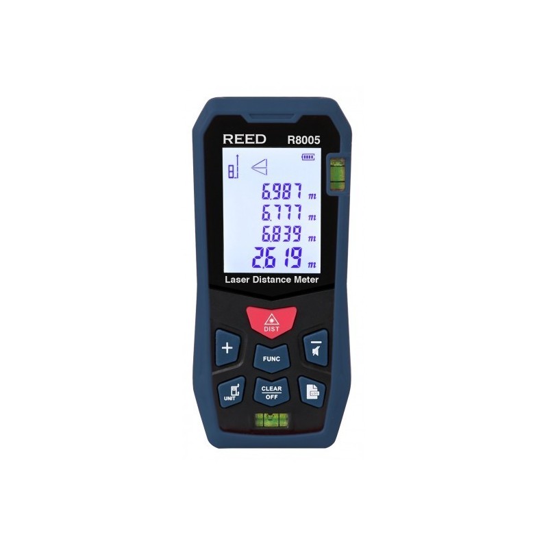 Ultrasonic distance meter measuring in imperial & metric. Range: 0.5 m to 16 m. Includes soft carrying case and 9V battery.