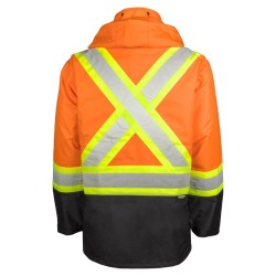Imperméable Terra 300D orange haute visibilité bandes argentées et jaunes grandeurs S à 5XL
