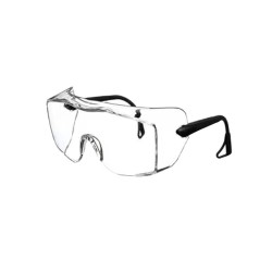 3M OX protective eyewear with DX anti-fog treated clear polycarbonate lens for over-the-glass coverage for prescription glasses.