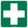 Self-adhesive vinyl cross sign for custom-made first aid signage on kits