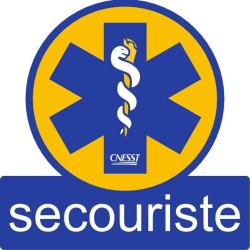 Self-adhesive vinyl first aid attendant sign featuring the international emblem of physicians