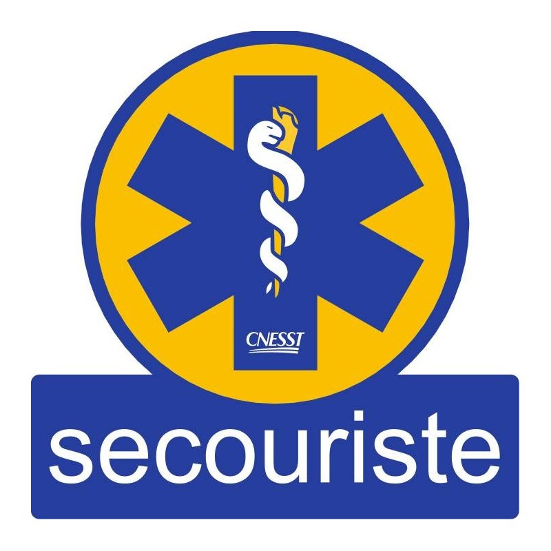 Affiche de secouriste arborant l'emblème du corps médical en vinyle autocollant pour une signalétique sur mesure