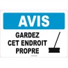 Affiche OSHA «Avis Gardez cet endroit propre» en français: langues, options, formats & matériaux variés