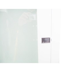 Recessed cabinet for fire hose of 75 to 100 ft and fire extinguisher of 5 or 10 lb, white