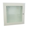 Recessed cabinet for fire hose of 75 to 100 ft and fire extinguisher of 5 or 10 lb, white