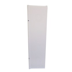 Surface-mounted cabinet for fire hose of 75 to 100 ft and fire extinguisher of 5 or 10 lbs.