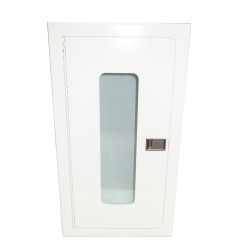 Semi-recessed built-in cabinet for 5 lbs powder fire extinguishers, pre-painted white